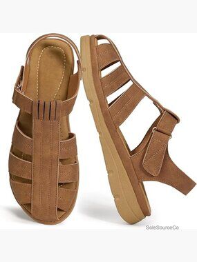 Closed Toe Flat Sandals Memory Foam Comfort Fisherman Sandal